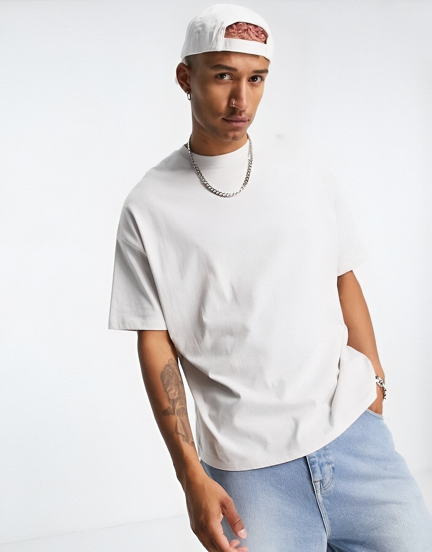 Premium White Drop Shoulder Oversized Men's T-Shirt