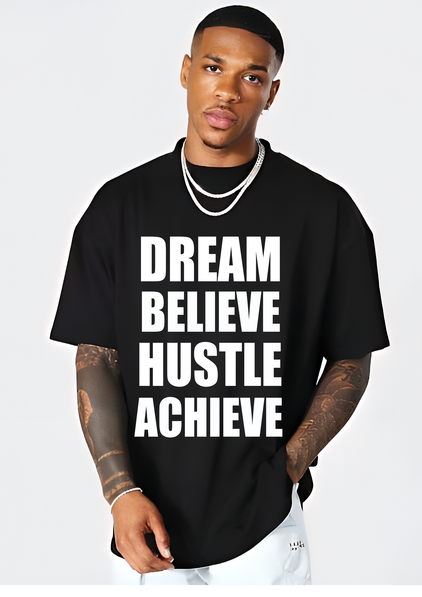 Dream Believe Hustle Achieve Oversized T-Shirt | Urban Drip