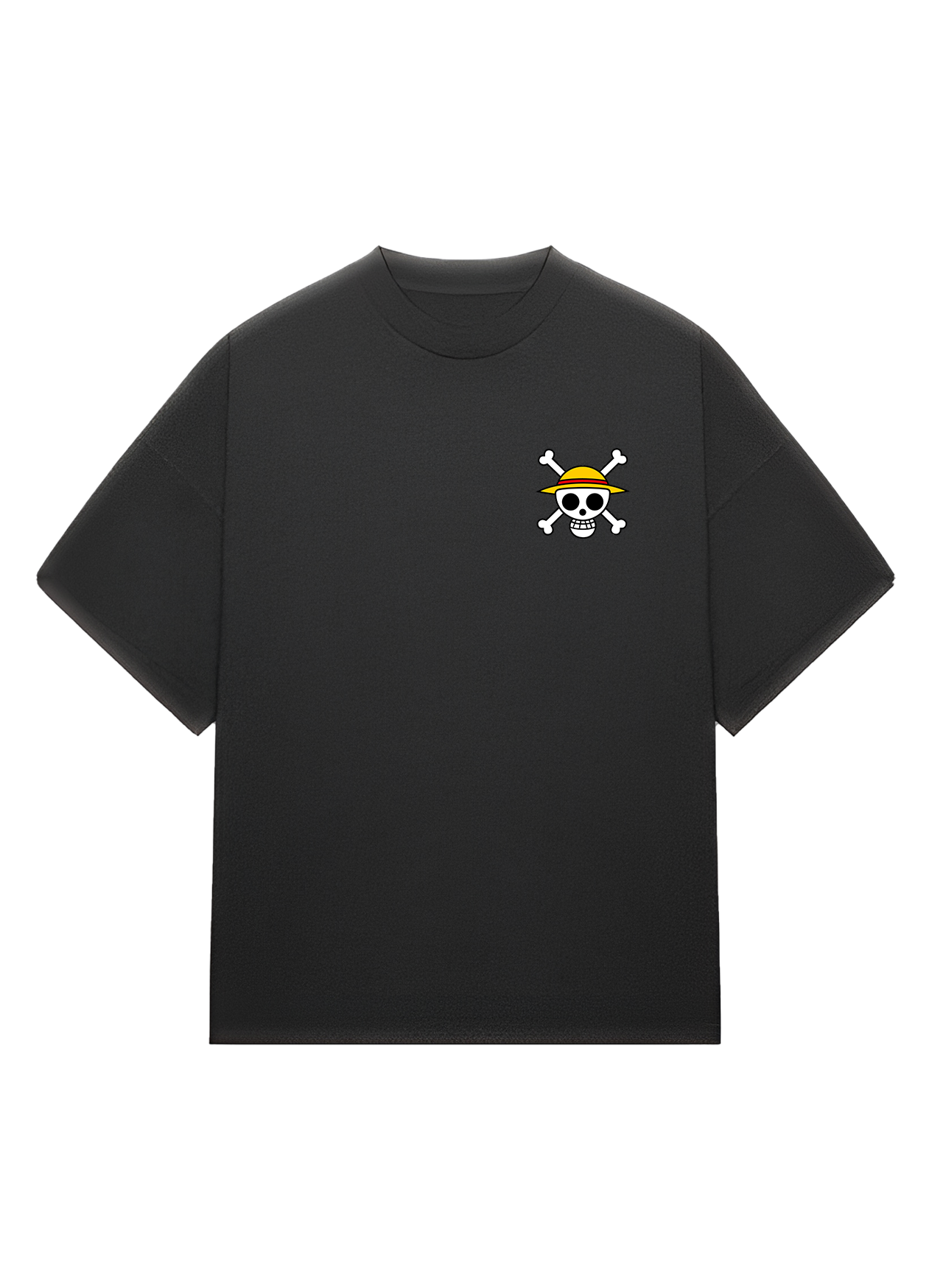Urban Drip® Premium One Piece Anime Oversized Drop Shoulder T-Shirt for Men – Luffy Graphic Tee, Black