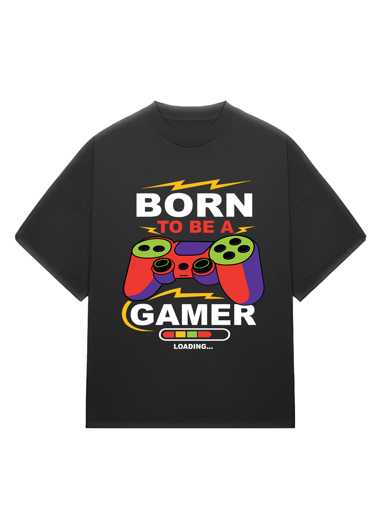 Urban Drip Black Oversized Gaming T-Shirt – Born to Be a Gamer | Premium Cotton Tee for Gamers