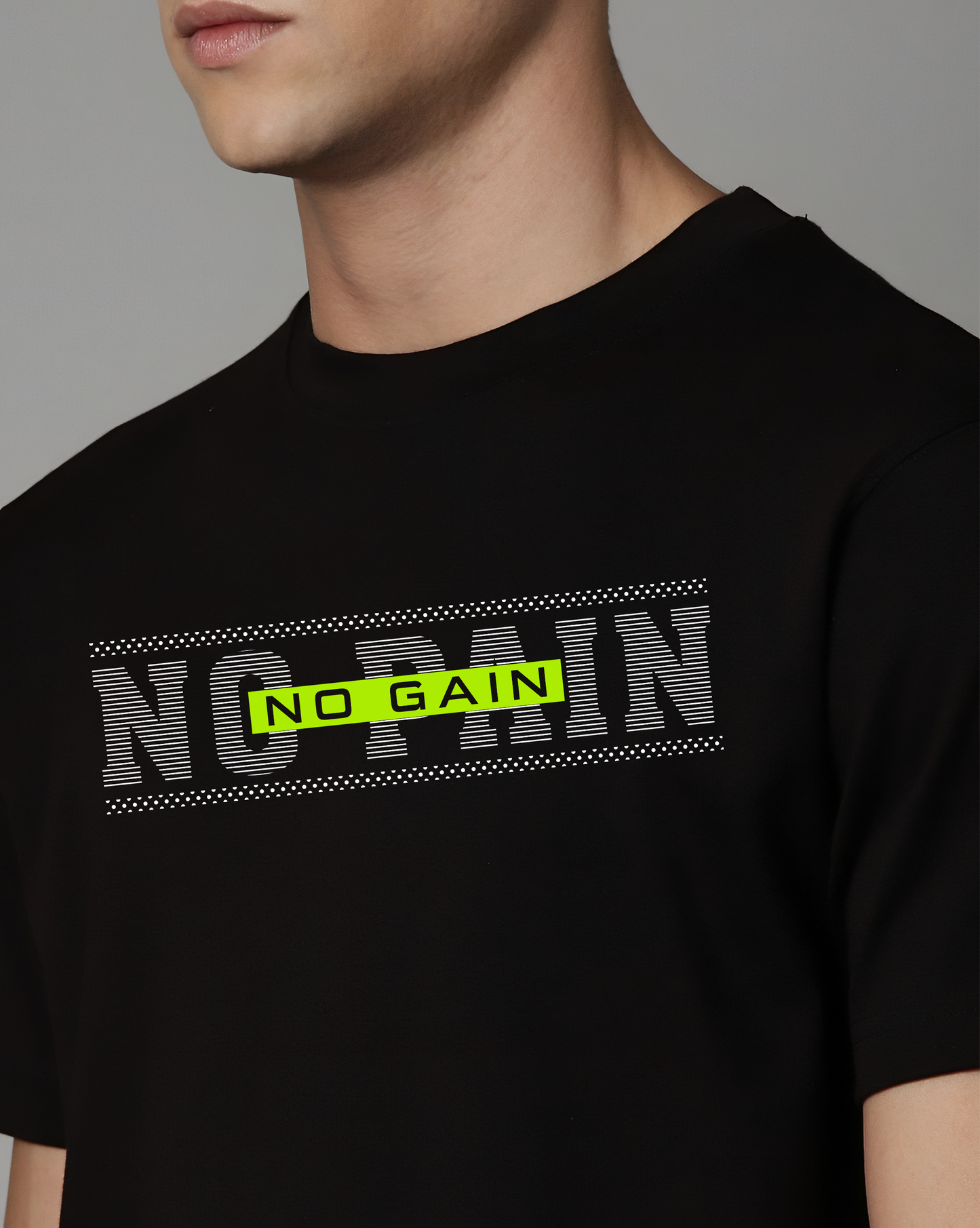 Urban Drip "No Pain No Gain" T-Shirt – Pure Cotton, Regular Fit, Motivational Gym Wear for Men & Women