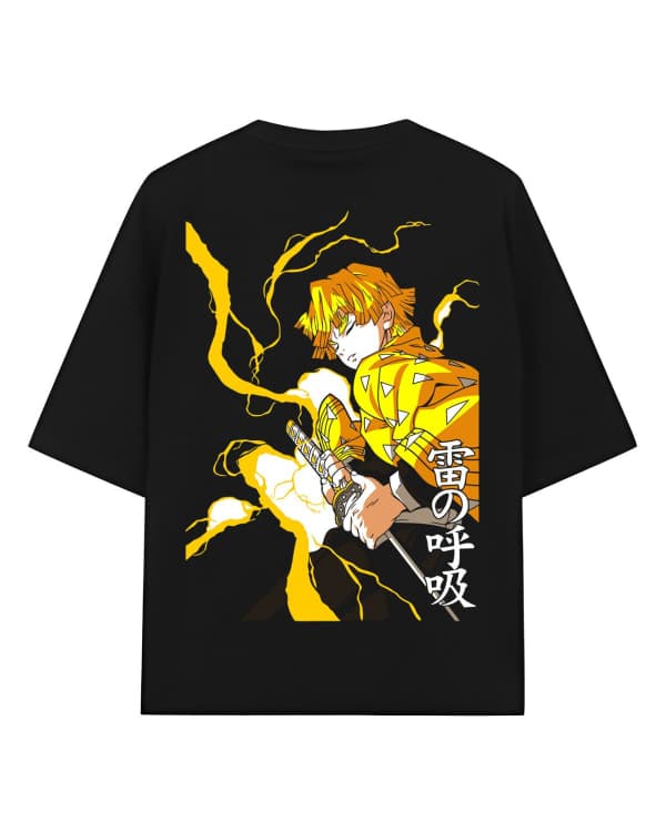 Zenitsu Agatsuma Oversized T-Shirt for Men | Demon Slayer Anime Drop Shoulder Graphic Tee | Urban Drip