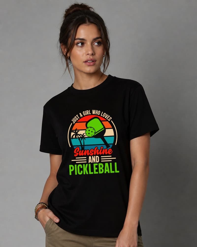 Just A Girl Who Loves Pickleball And Sunshine Tee – Urban Drip - Black - image 1
