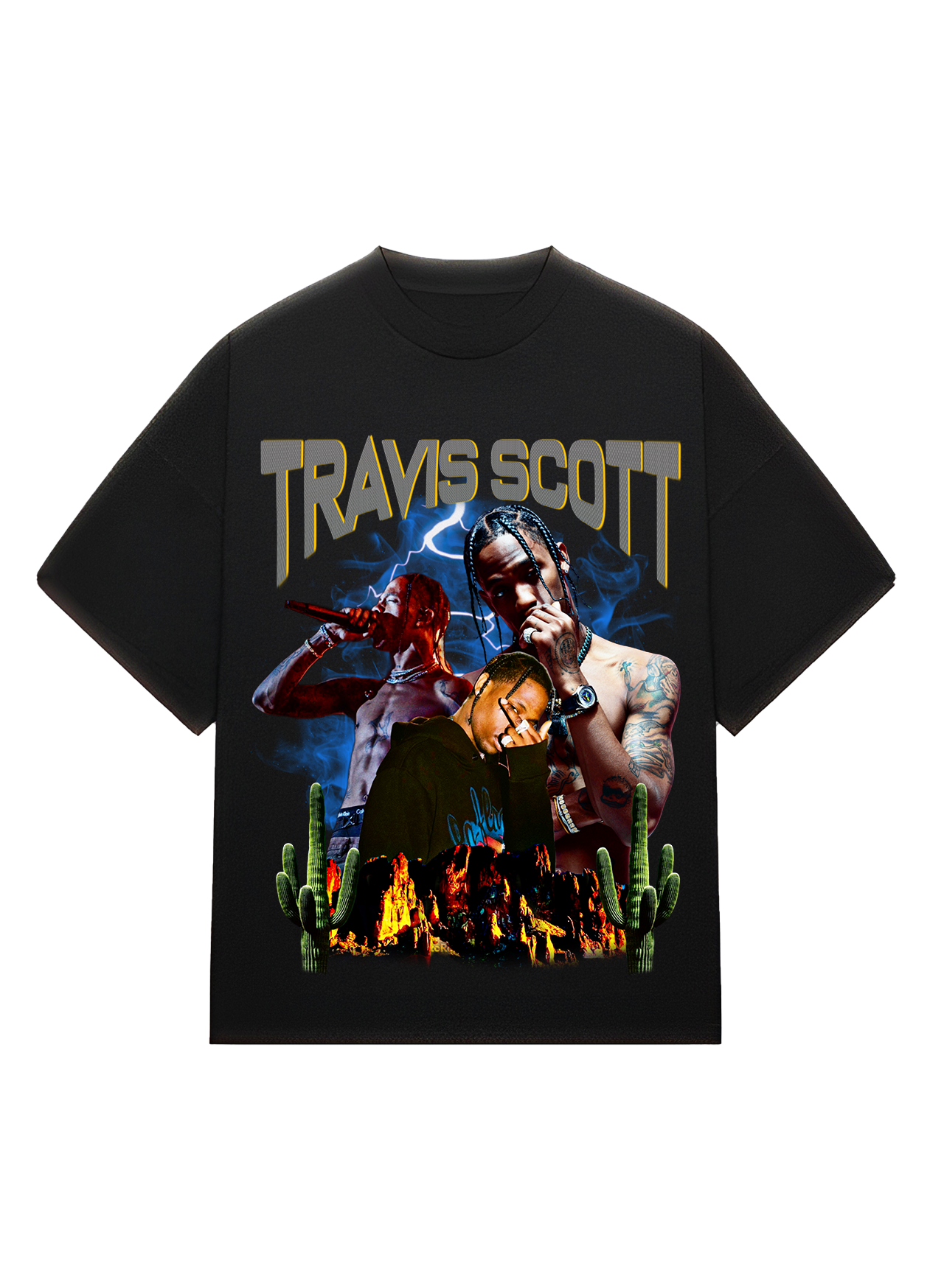 Urban Drip® Travis Scott Oversized Drop Shoulder T-Shirt for Men | Astroworld Inspired Hip-Hop Streetwear Tee | Premium 240 GSM Cotton