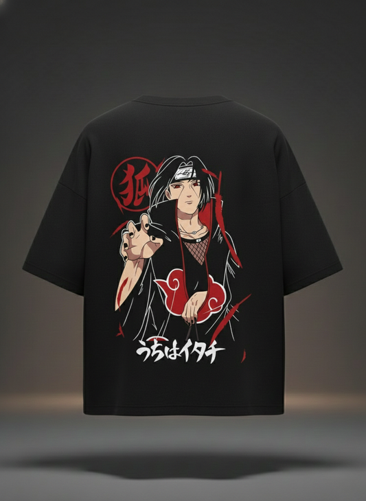 Urban Drip® Premium Itachi Uchiha 240 GSM Oversized Tee | Japanese Streetwear | Naruto-Inspired Anime Fashion