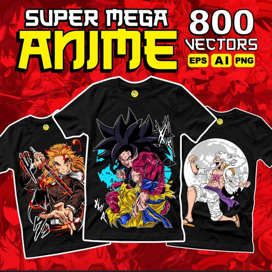 Anime Pack for Tshirt Prints |Mousepad | Cups | Vector images | Anime bundle Unlimited Lifetime Access