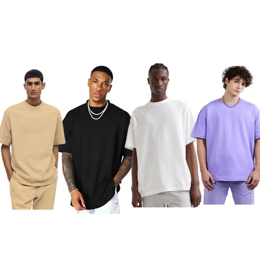 Pack of 4 Trending Drop Shoulder Oversized Printed Men's T-Shirt  High Quality 210 gsm